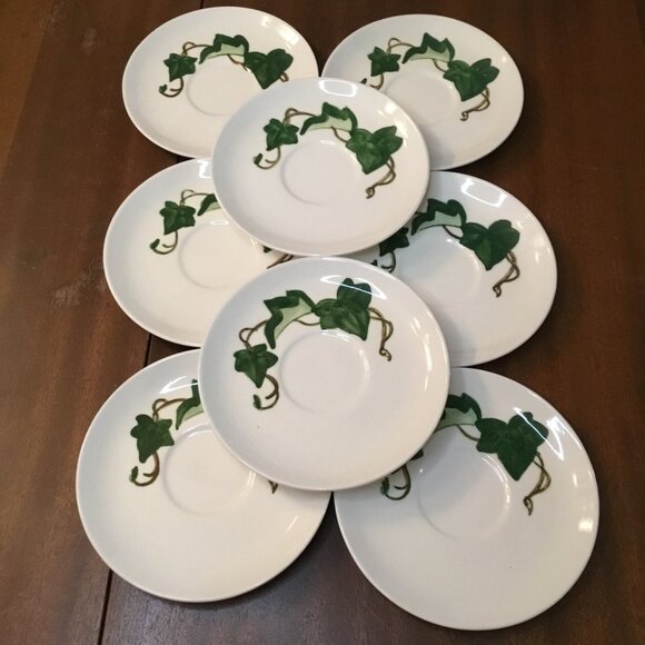 Set 8 Metlox Pottery Poppy Trail California Ivy Tea Coffee Saucers - Picture 1 of 5